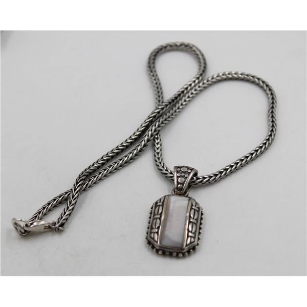 FAS STERLING SILVER MOTHER OF PEARL HEAVY NECKLACE