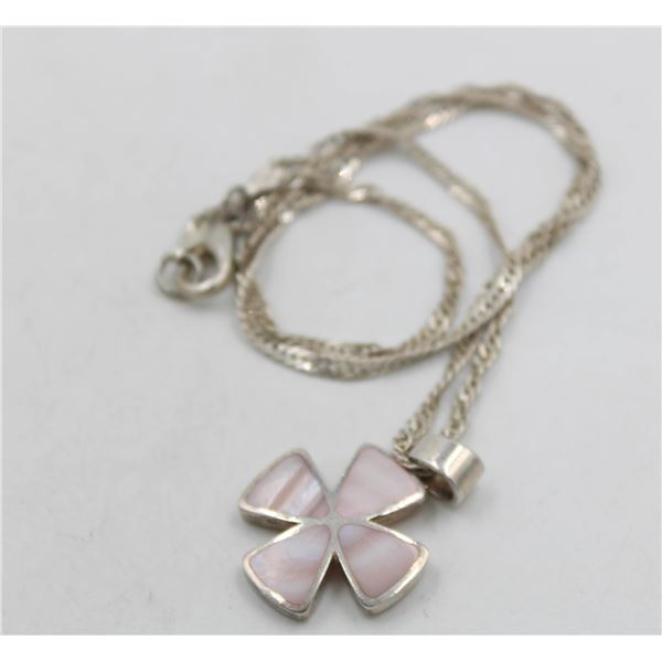 ITALIAN SILVER NECKLACE FLOWER PENDANT 925 18"