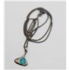 Image 1 : SILVER TURQUOISE TEARDROP 19" NECKLACE 925