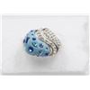 Image 1 : BLUE ABSTRACT WAVE SILVER RING 925 SIZE 8