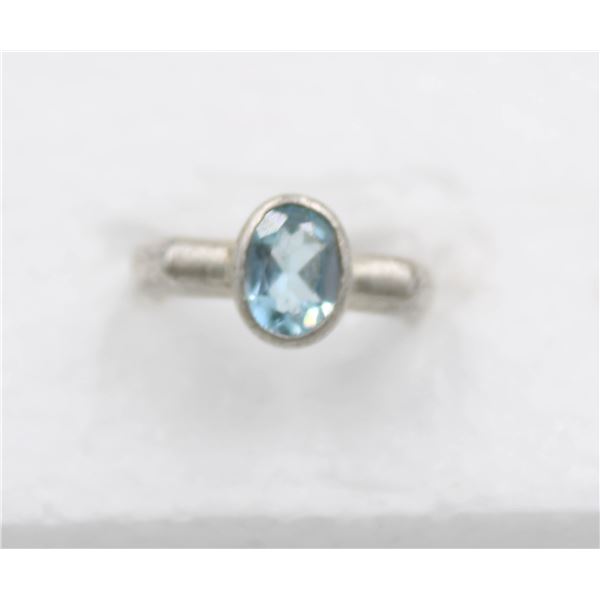 CLEAR BLUE STONE SILVER RING 925 SIZE 4-1/2