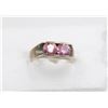Image 1 : ROSE ZIRCON SILVER RING SIZE 7-1/2 925