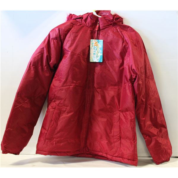 RED WOMENS INSULATED WINTER JACKET SIZE MEDIUM