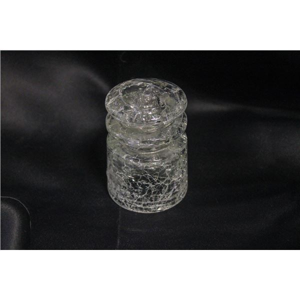 RARE ANTIQUE HEMINGRAY CRACKLE GLASS INSULATOR-