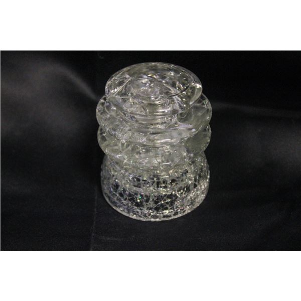 RARE ANTIQUE HEMINGRAY CRACKLE GLASS INSULATOR-