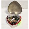 Image 1 : FRENCH VINTAGE HEART SHAPED SILVER TONE METAL-