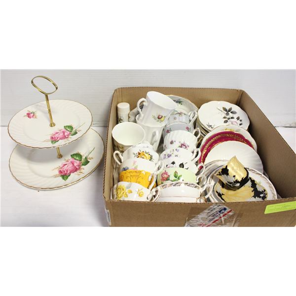 CHINA- ASSORTED CUPS/SAUCERS/MISC- LOT OF 44