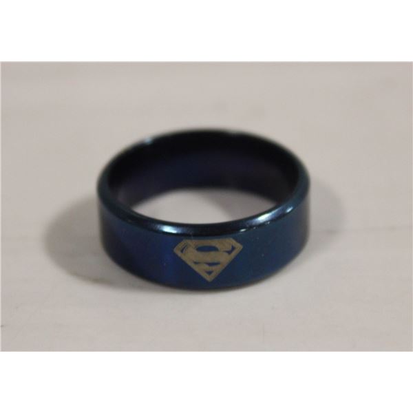 MAN OF STEEL SUPERMAN LOGO HEAVY RING SZ 9