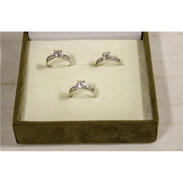 LOT OF 3 LADIES CLEAR CZ RINGS