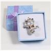 Image 1 : NEW SIZE 6 SILVER TONE KITTEN WITH BOWS RHINESTONE