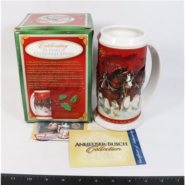 BUDWEISER HOLIDAY STEIN 25TH ANNIVERSARY 2004