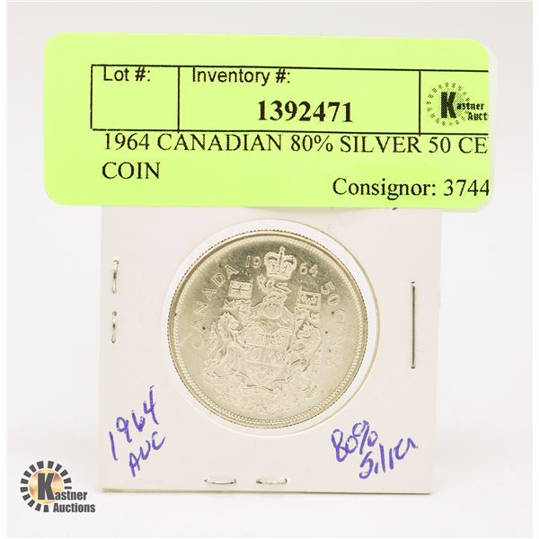 1964 CANADIAN 80% SILVER 50 CENT COIN