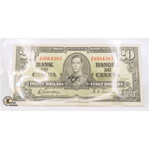 1937 BANK OF CANADA $20 NOTE
