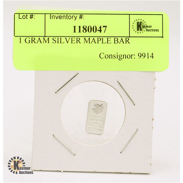 1 GRAM SILVER MAPLE BAR