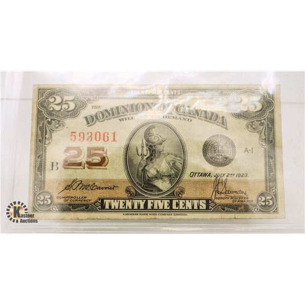 1923 DOMINION OF CANADA 25C NOTE