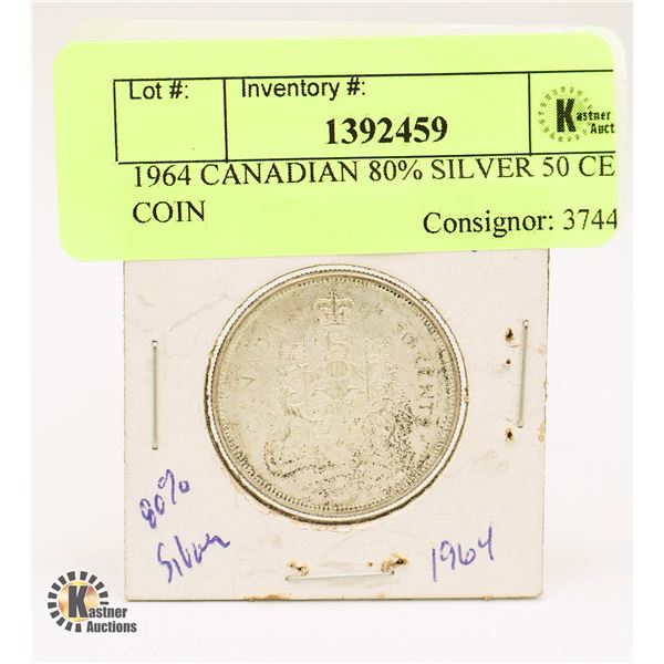 1964 CANADIAN 80% SILVER 50 CENT COIN