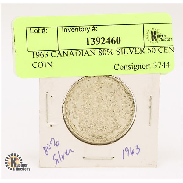 1963 CANADIAN 80% SILVER 50 CENT COIN
