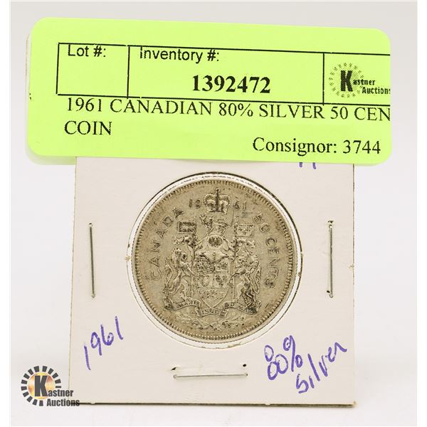 1961 CANADIAN 80% SILVER 50 CENT COIN