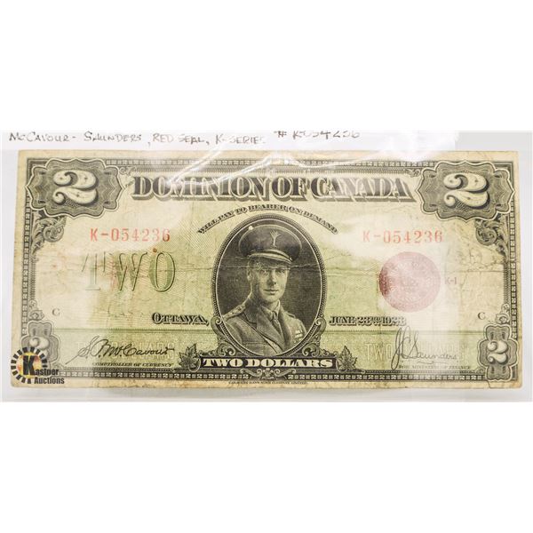 1923 DOMINION OF CANADA $2 NOTE