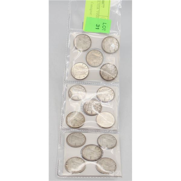1949-1968 YRS CANADIAN SILVER DIMES LOT OF 15