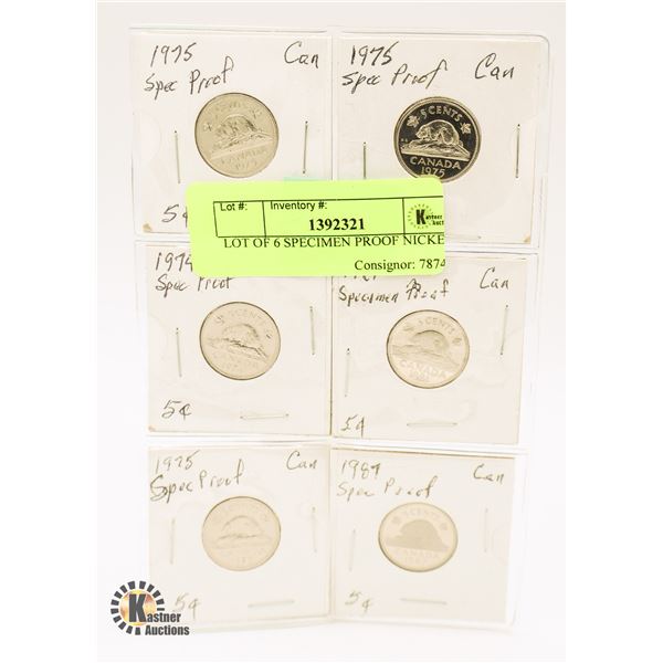 LOT OF 6 PROOF NICKELS