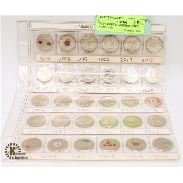 30 VARIOUS COMMEMORATIVE CANADIAN