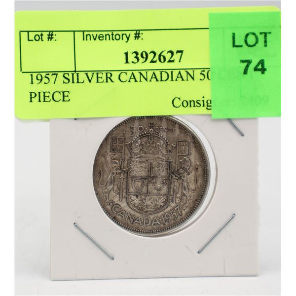1957 SILVER CANADIAN 50 CENT PIECE