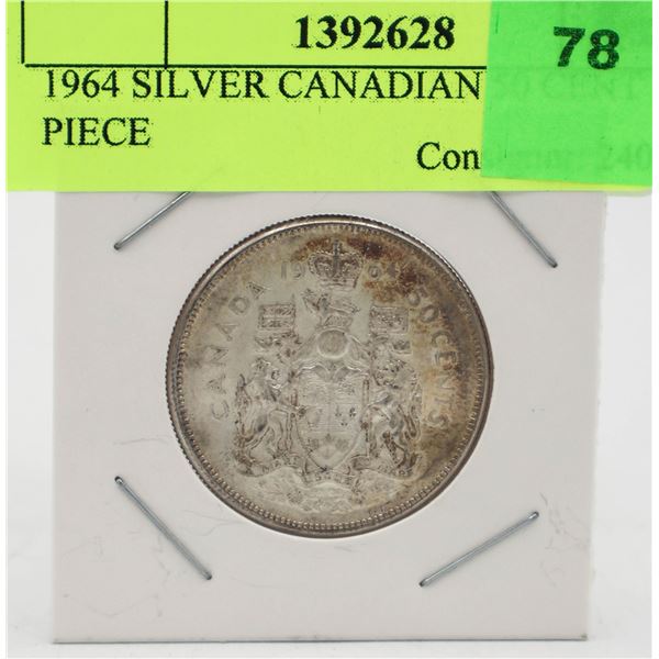 1964 SILVER CANADIAN 50 CENT PIECE