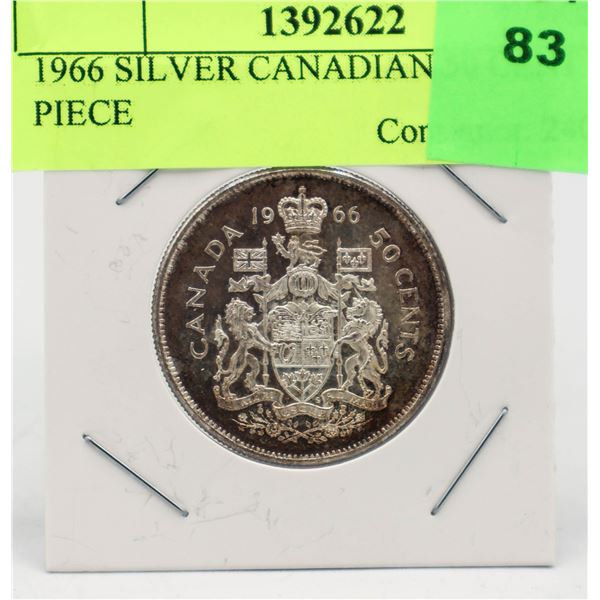 1966 SILVER CANADIAN 50 CENT PIECE