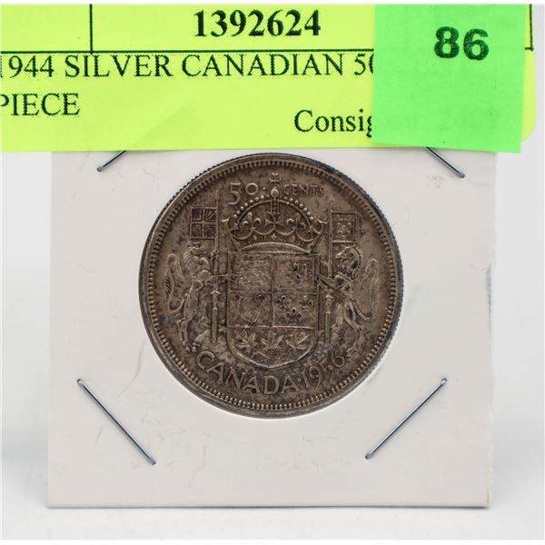 1944 SILVER CANADIAN 50 CENT PIECE