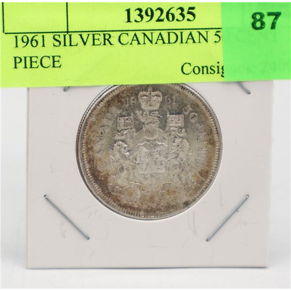 1961 SILVER CANADIAN 50 CENT PIECE