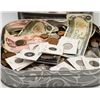 Image 1 : TRAY OF CDN & FOREIGN COINS SOME SILVER/PAPER