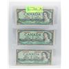 Image 1 : LOT OF 3 1954 CANADIAN DOLLAR BILLS