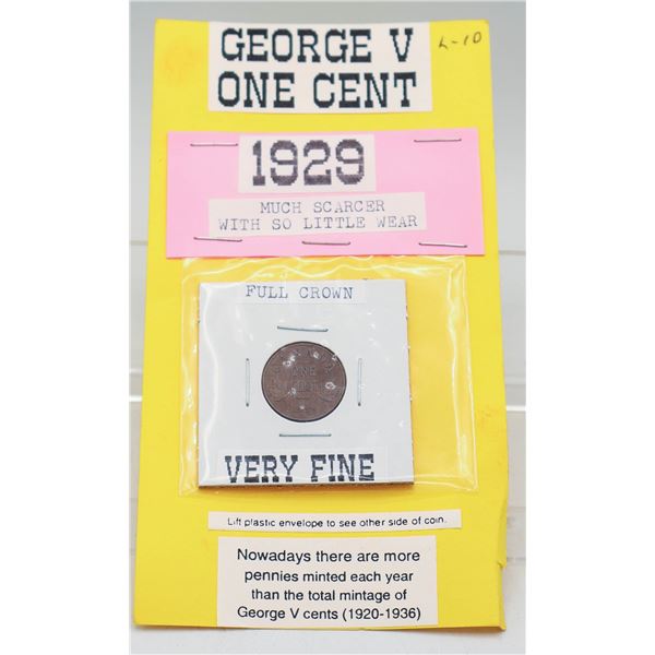 1929 GEORGE V ONE CENT