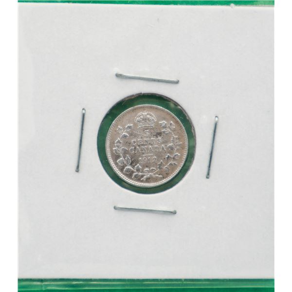 1912 CANADIAN SILVER FIVE CENTS