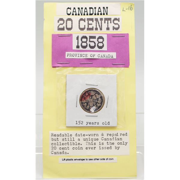 1858 CANADIAN 20 CENT
