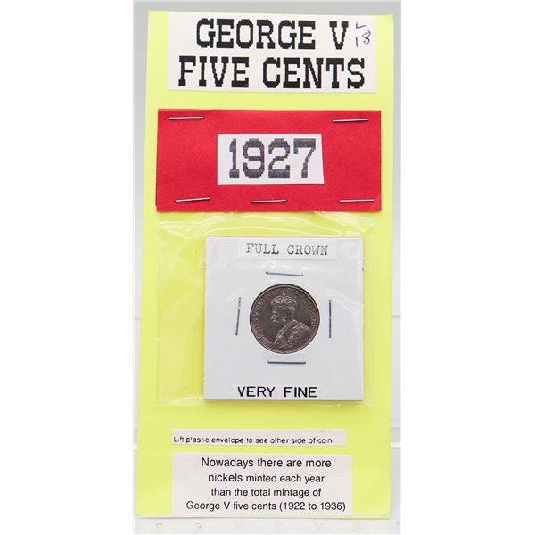 1927 GEORGE V FIVE CENTS