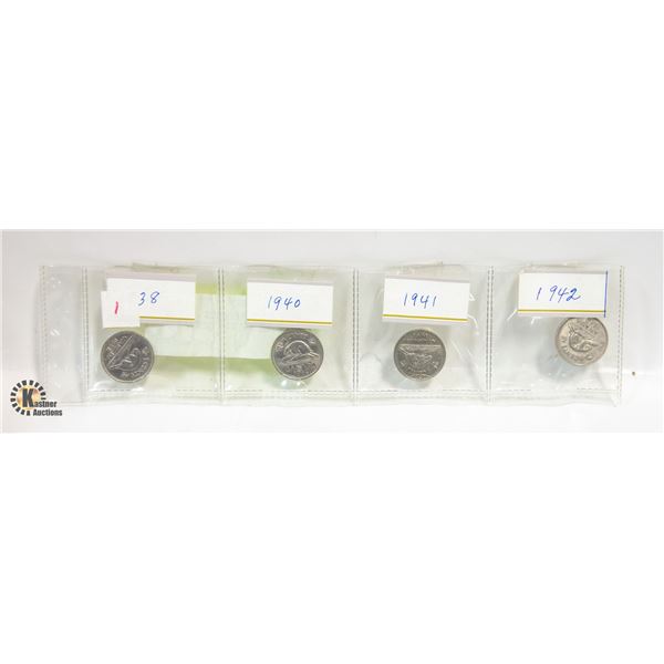1938-1940-1941-1942 NICKEL
