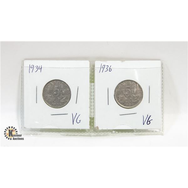 1934-1936 CANADIAN NICKEL