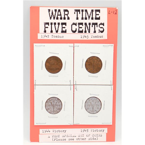 1942-43 TOMBAC NICKEL W 1944-1945 VICTORY NICKELS