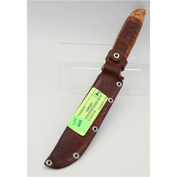 VINTAGE HUNTING KNIFE WITH LEATHER SHEATH