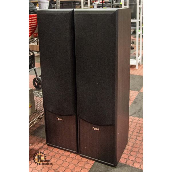 PAIR OF QUEST TOWER SPEAKERS H-31.5" W-8" L-9"