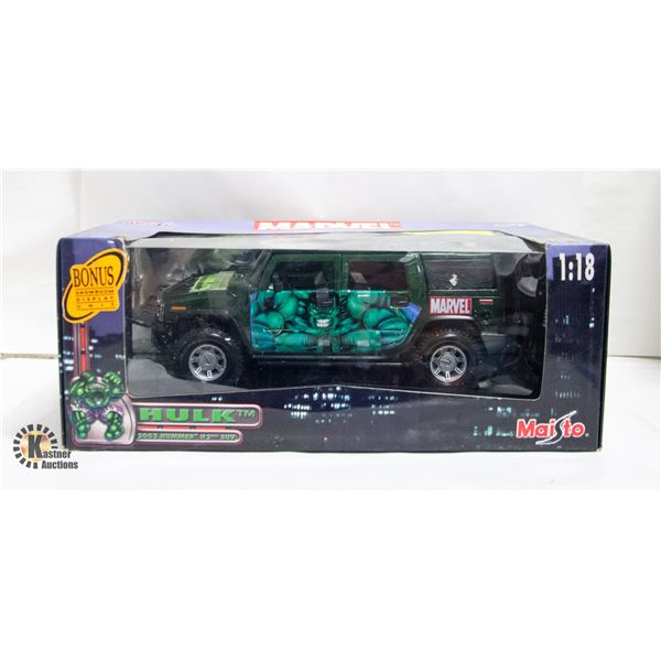 MAISTO MARVEL HULK 2003 HUMMER H7 1/18 SCALE