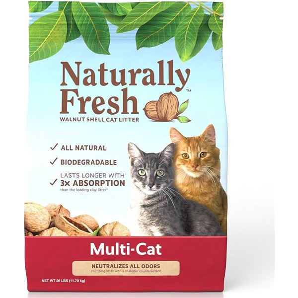 NEW 26LBS NATURALLY FRESH WALNUT SHELL CAT LITTER