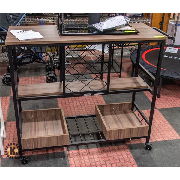 NEWLY ASSEMBLED VEVOR KITCHEN CART BLACK/BROWN