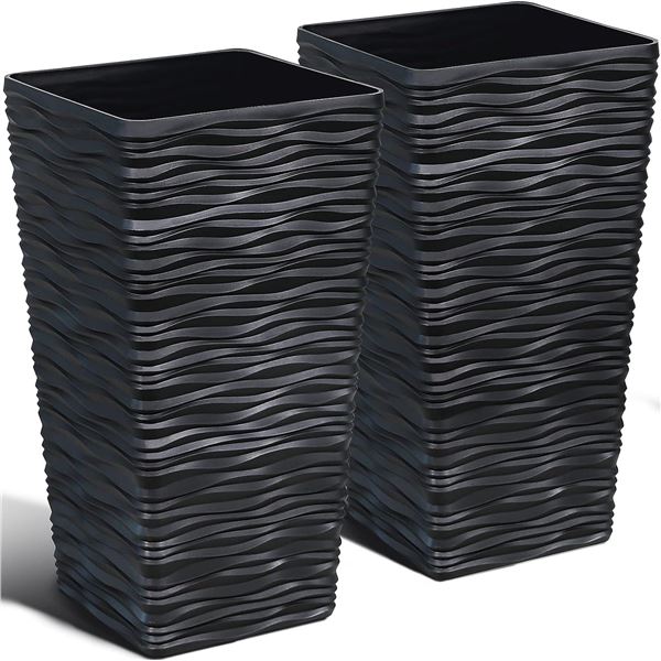 NEW 2 PACK WORTH PLASTIC PLANTERS H-21.5" W-11.5"