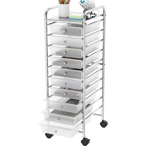 NEWLY ASSEMBLED SHW 10 DRAWER ROLLING STORAGE
