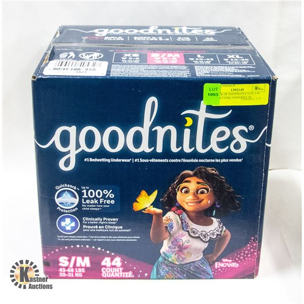 44 PACK OF GOODNITES SIZE S/M BEDWETTING UNDERWEAR