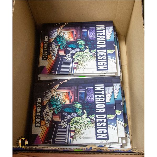 BOX OF NEW INTERIOR DESIGN COLORING BOOKS