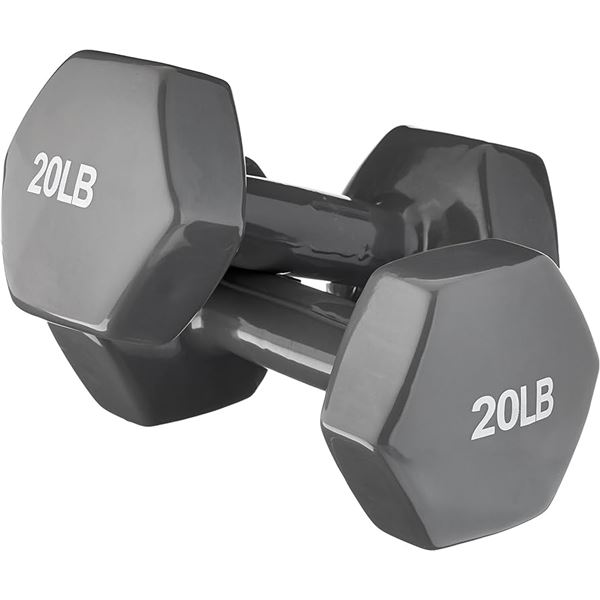 NEW AMAZON BASICS SET OF TWO 20LB VINYL DUMBBELLS